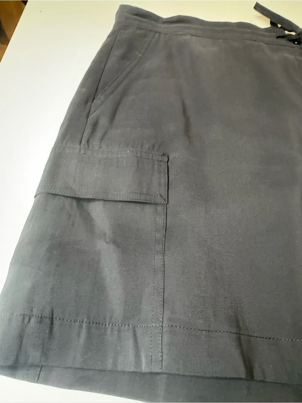 CAbi Black Skort with Tie Waist and Flap Pockets size medium